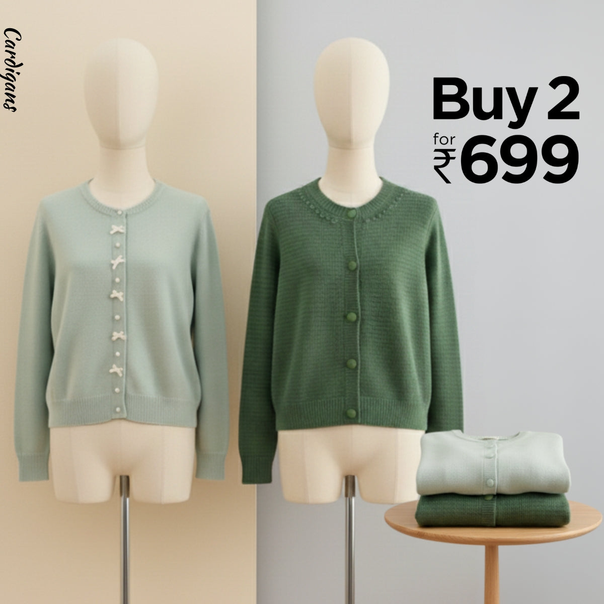 Pack of 2 Women's Cozy Winter Cardigans – Soft, Stylish & Warm | CR-10