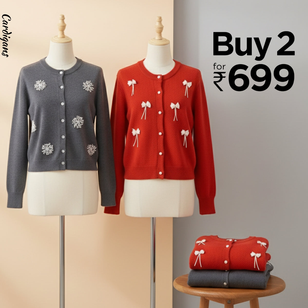Pack of 2 Women's Cozy Winter Cardigans – Soft, Stylish & Warm | CR-11