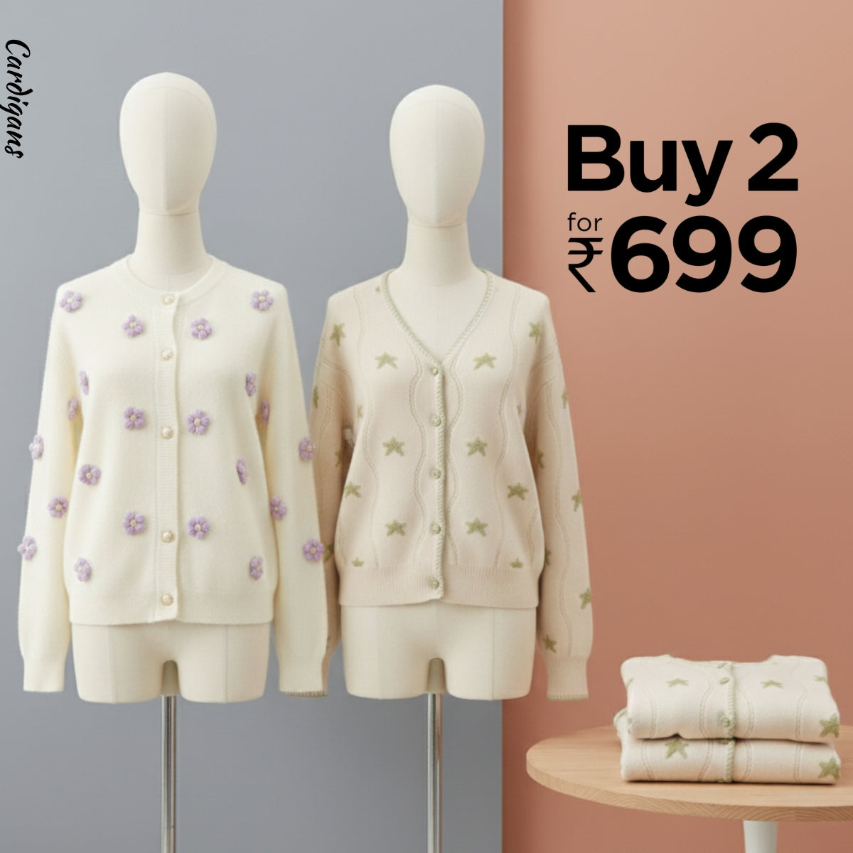 Pack of 2 Women's Cozy Winter Cardigans – Soft, Stylish & Warm | CR-12