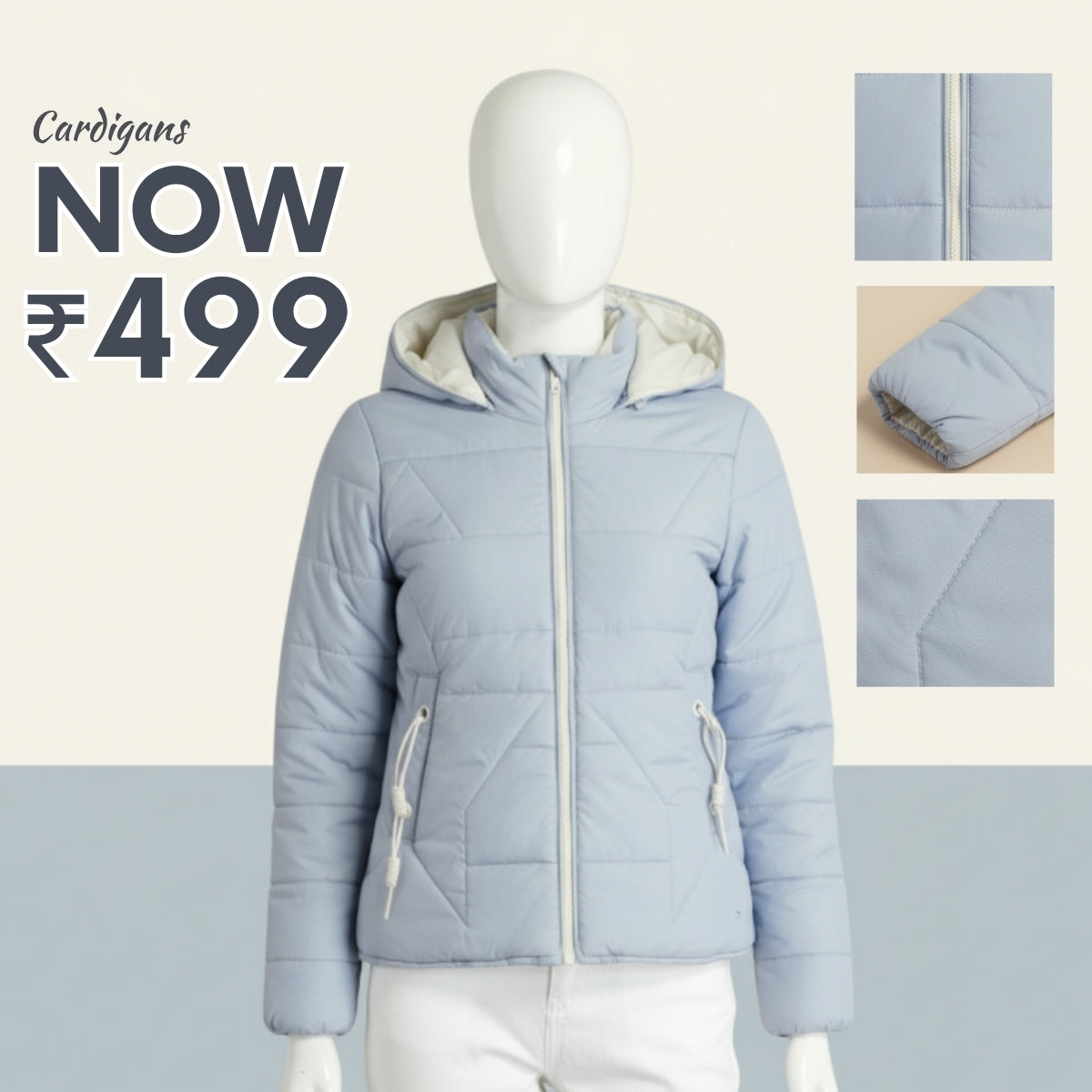 Luxe Zipper Jackets Collection | Sky-Blue |  ZJ-06