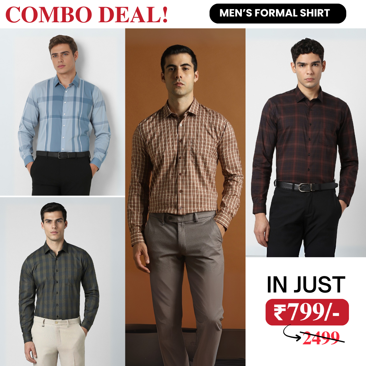 4 Men’s Formal Shirts for Everyday Workwear | Comfortable & Soft | FC-01