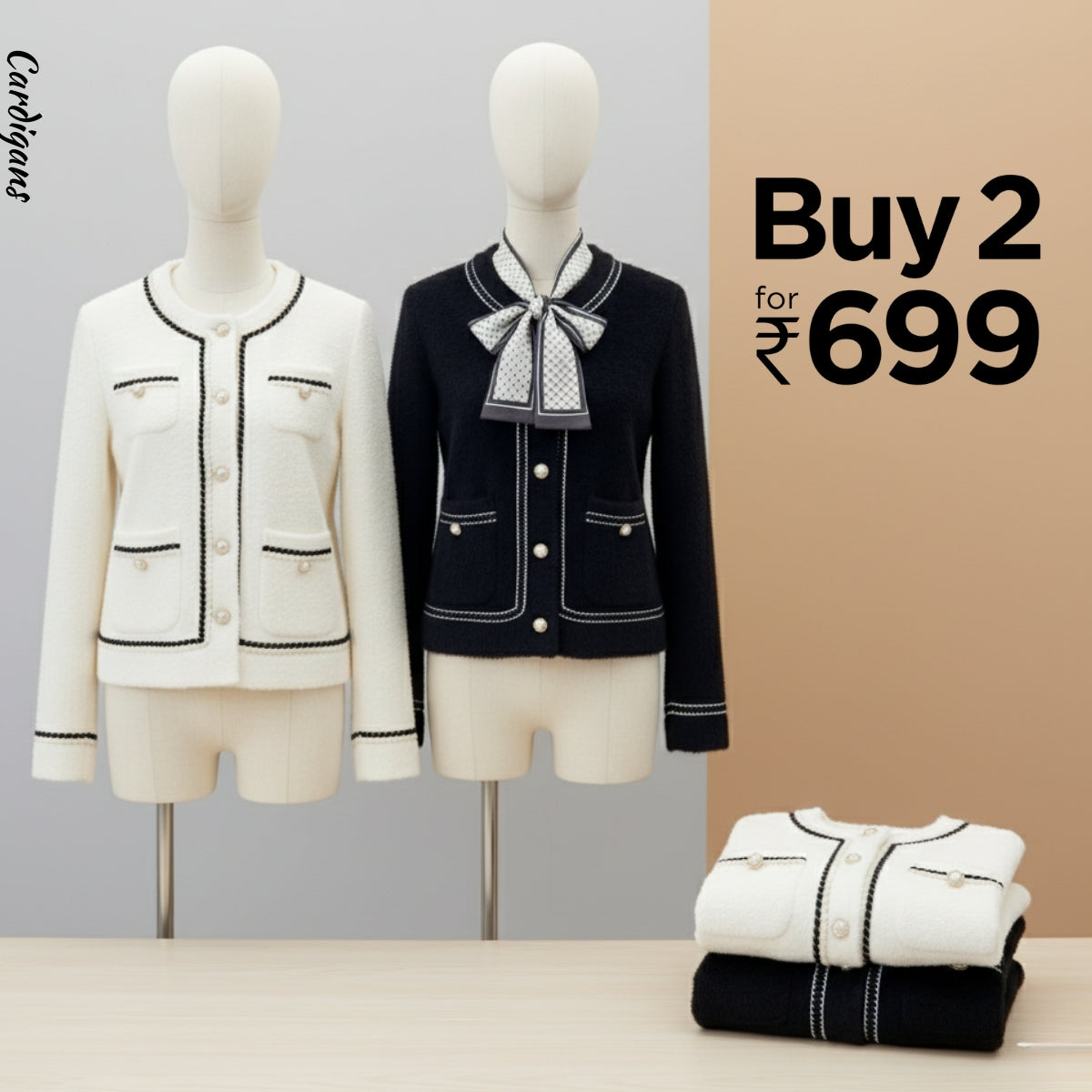 Pack of 2 Women's Cozy Winter Cardigans – Soft, Stylish & Warm | CR-02