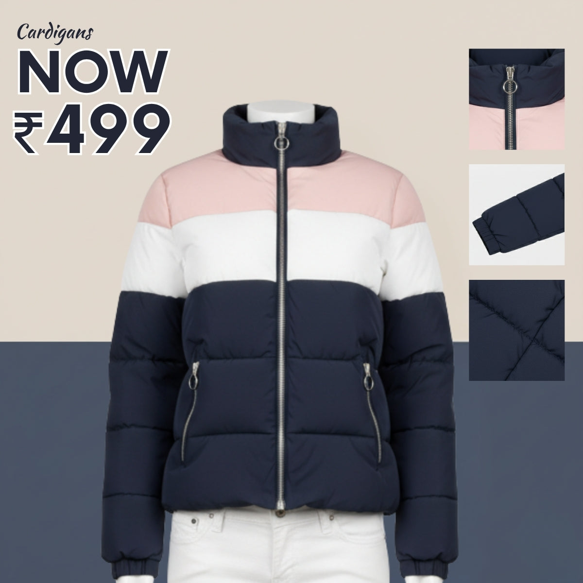 Luxe Zipper Jackets Collection | Pink-Blue |  ZJ-12