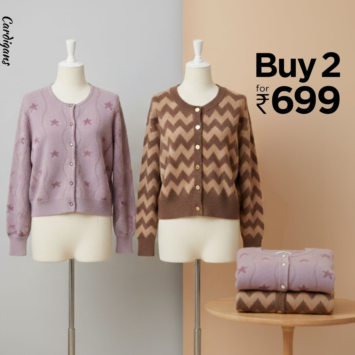 Pack of 2 Women's Cozy Winter Cardigans – Soft, Stylish & Warm | CR-03