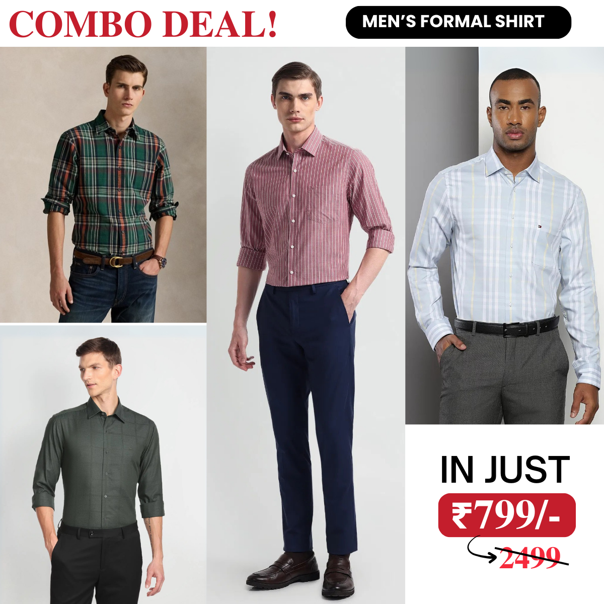 4 Men’s Formal Shirts for Everyday Workwear | Comfortable & Soft | FC-03