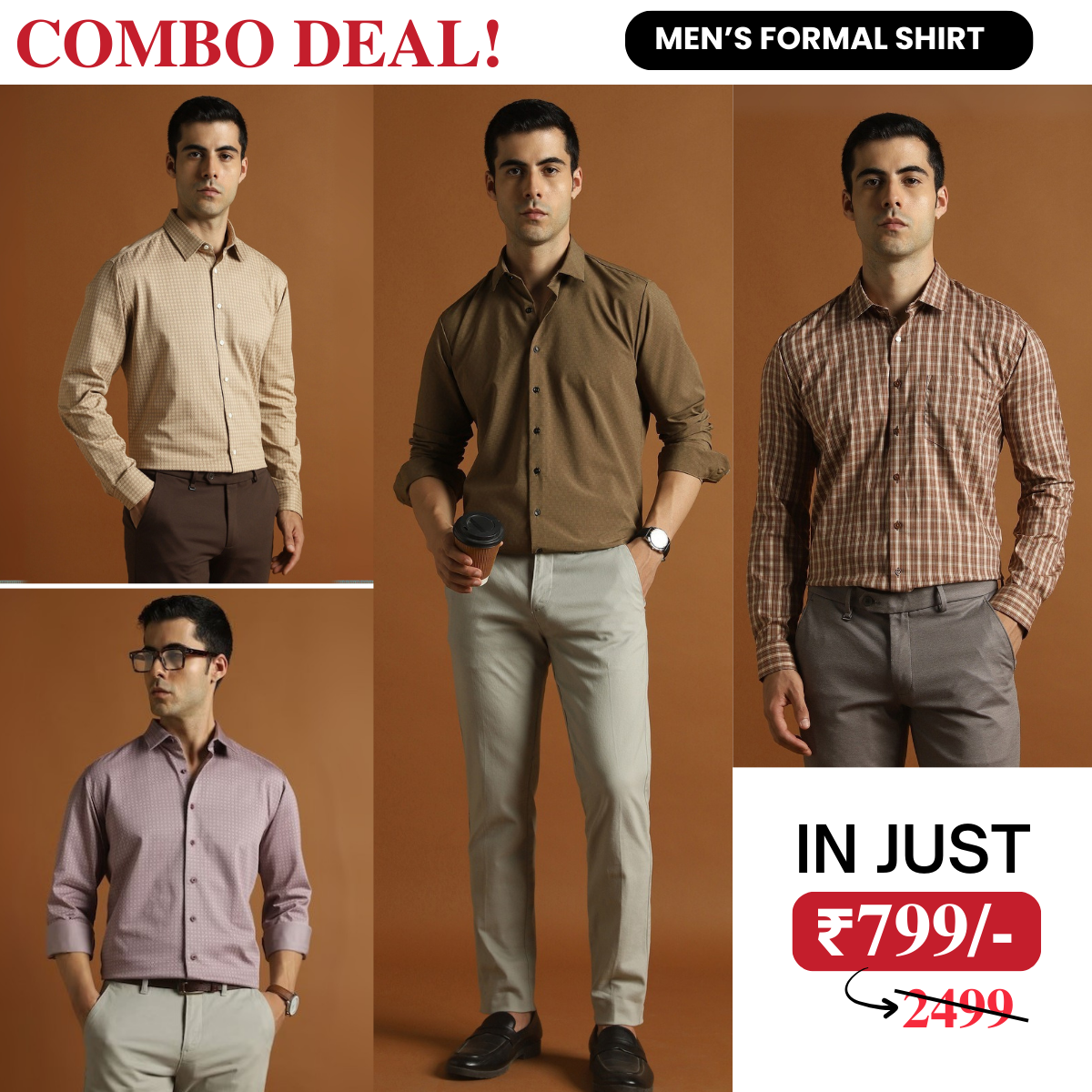 4 Men’s Formal Shirts for Everyday Workwear | Comfortable & Soft | FC-04