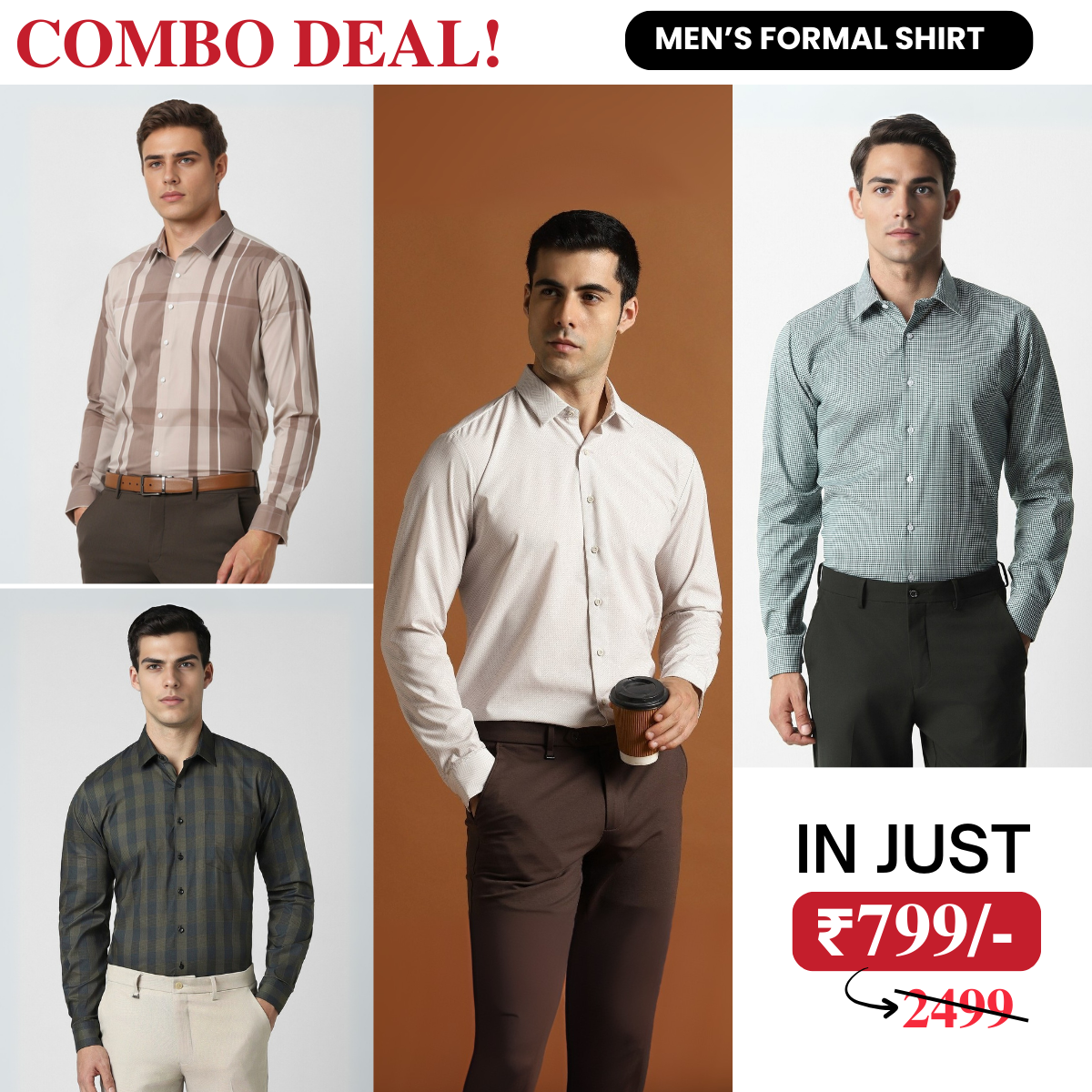 4 Men’s Formal Shirts for Everyday Workwear | Comfortable & Soft | FC-05