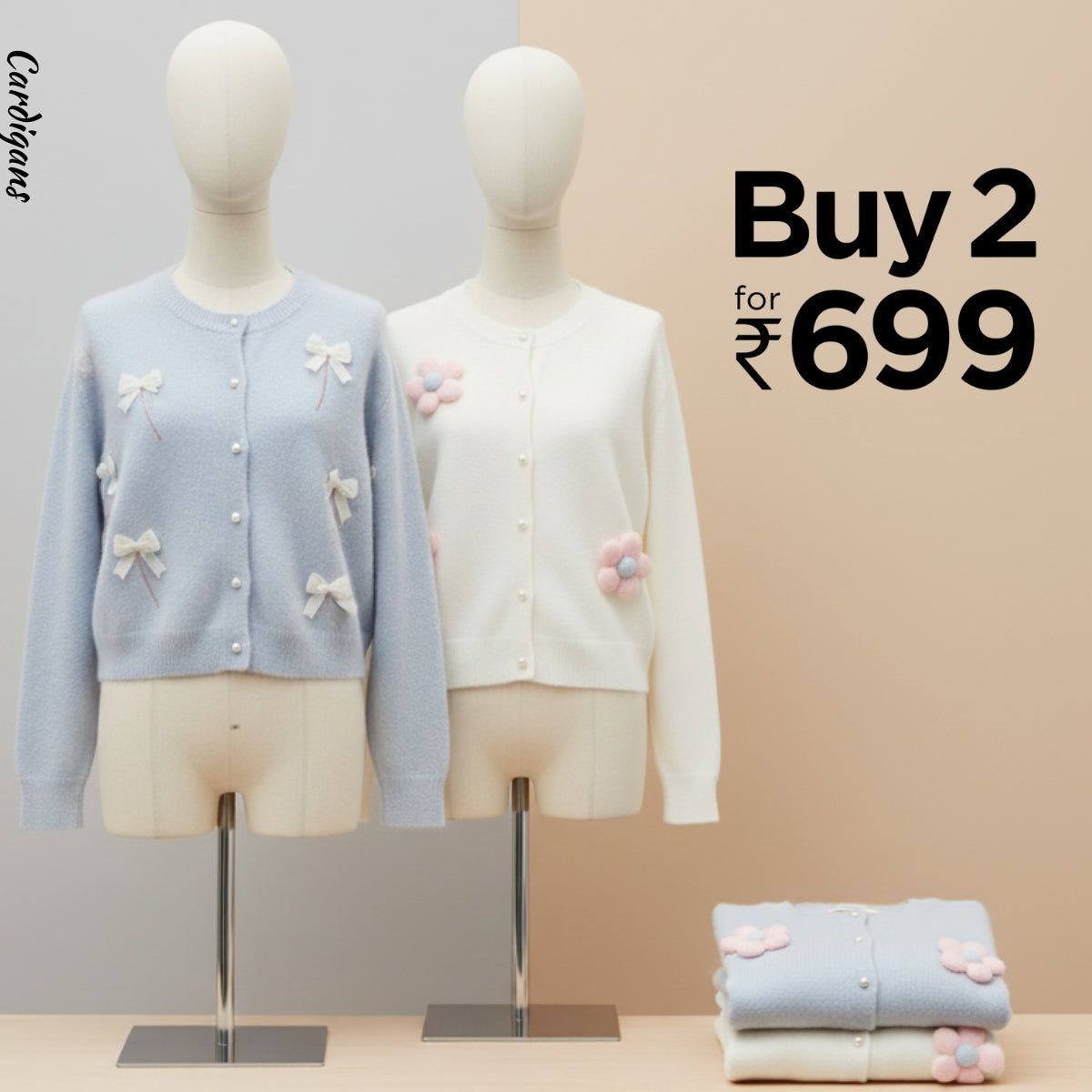 Pack of 2 Women's Cozy Winter Cardigans – Soft, Stylish & Warm | CR-05