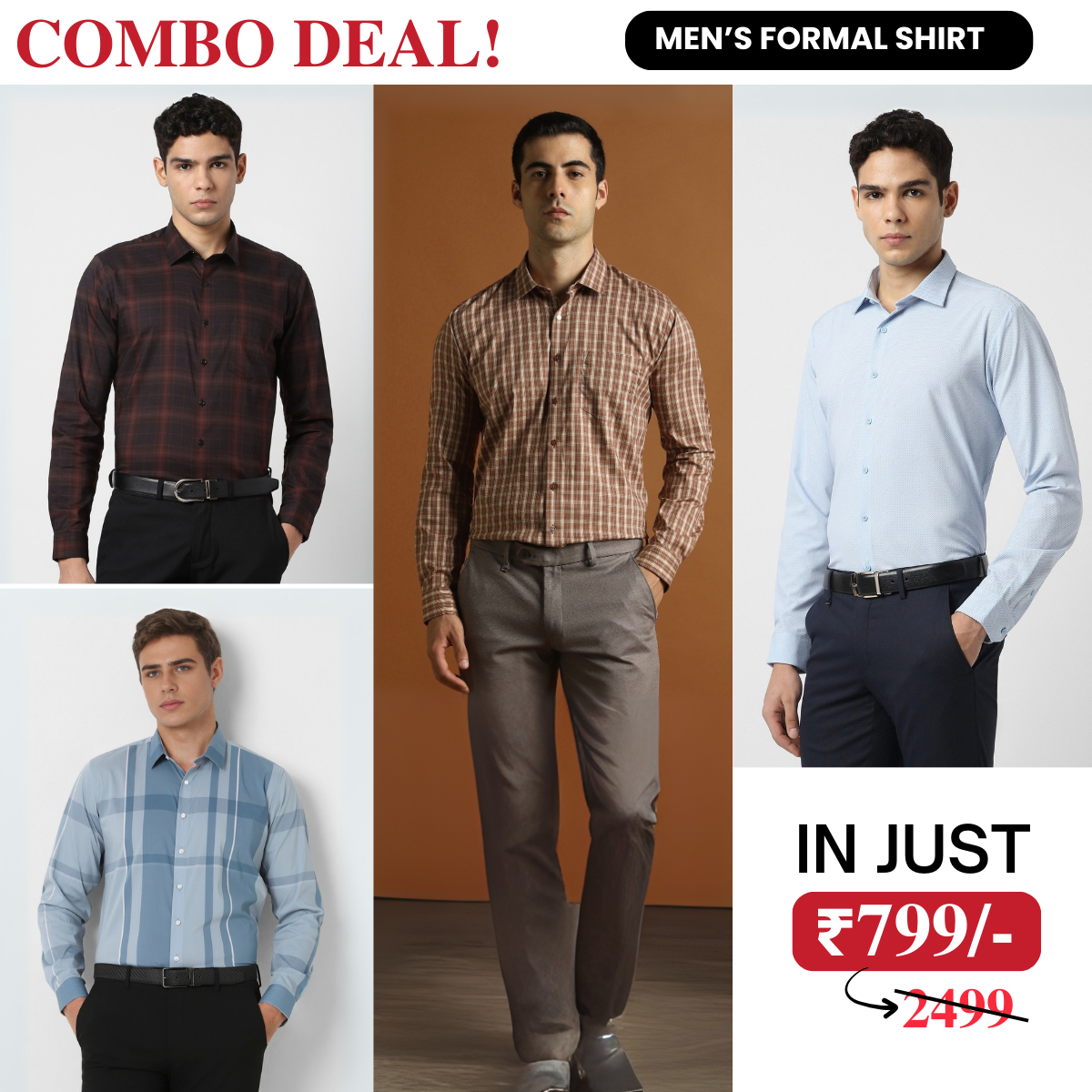 4 Men’s Formal Shirts for Everyday Workwear | Comfortable & Soft | FC-06