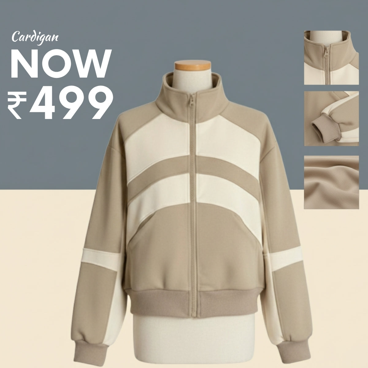 Luxe Zipper Jackets Collection | BEIGE |  ZJ-02