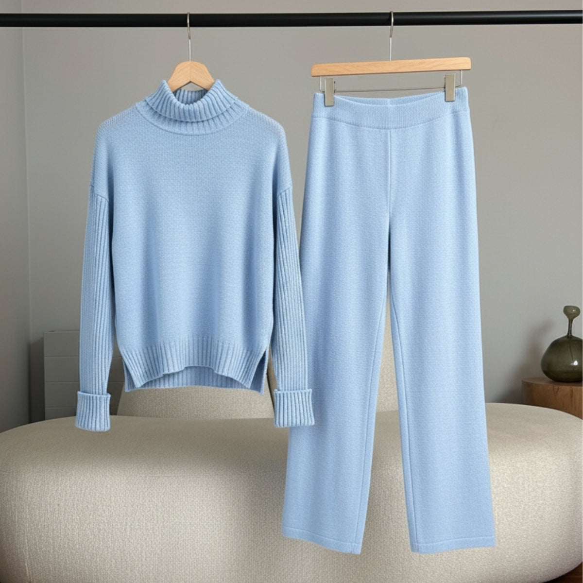 Winter Co-ord Sets for Women : Cozy Chic |Sky-Blue | WCS-02