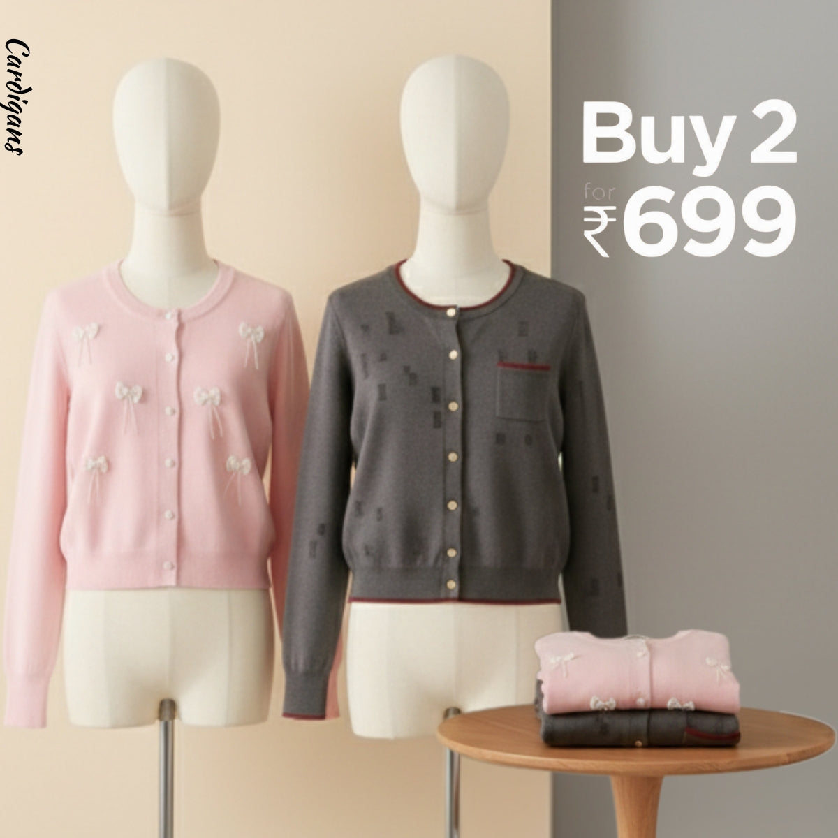 Pack of 2 Women's Cozy Winter Cardigans – Soft, Stylish & Warm | CR-09