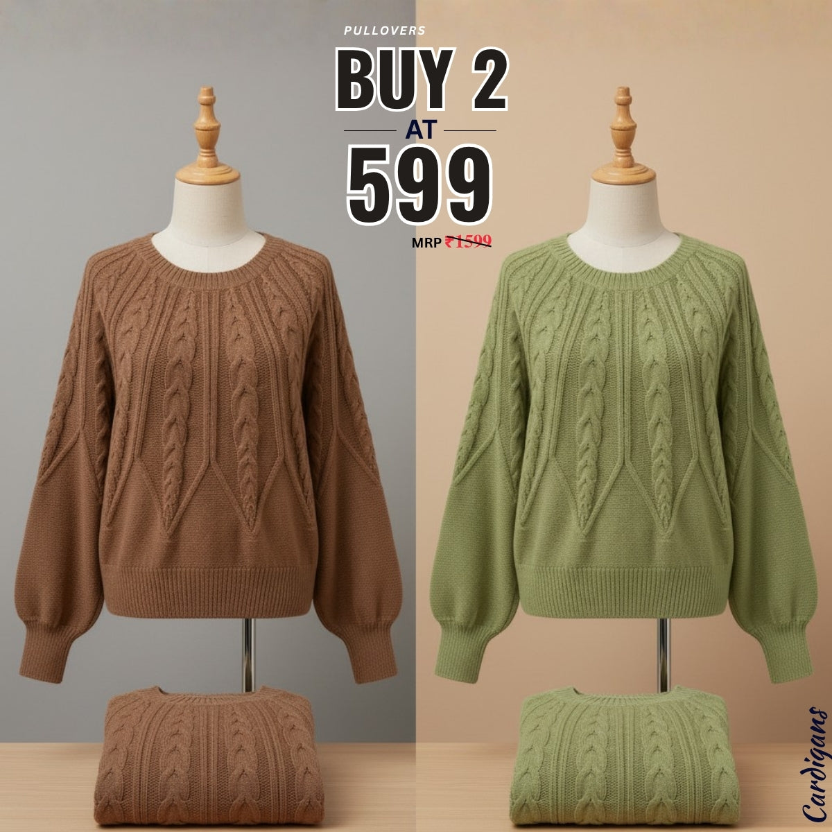 Pack of 2 Premium Pullover Sweaters - Comfortable & Trendy | PS-12